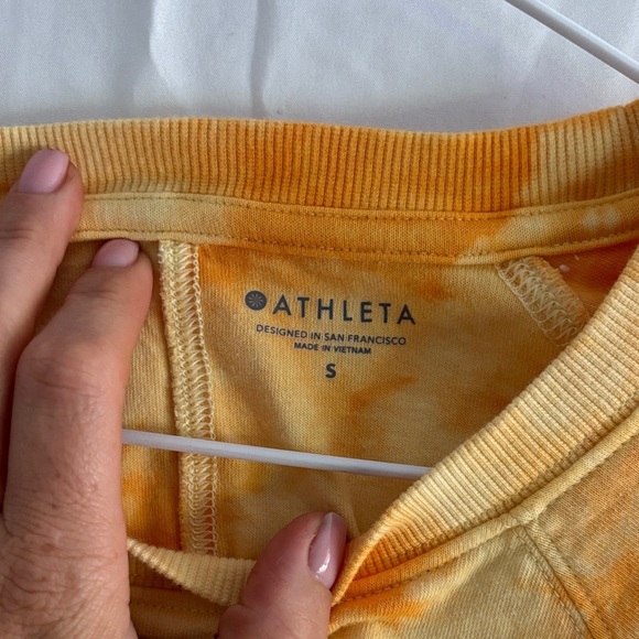 Athleta Vibrant Orange Tie-Dye Crew Neck Sweater - Picture 2 of 3